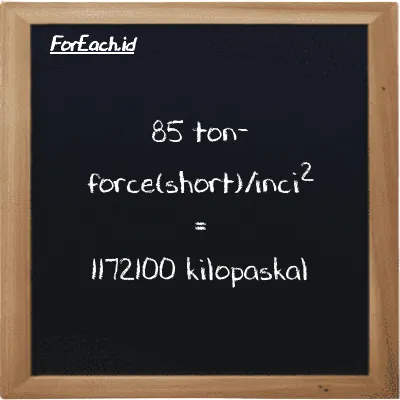 85 ton-force(short)/inci<sup>2</sup> setara dengan 1172100 kilopaskal (85 tf/in<sup>2</sup> setara dengan 1172100 kPa)